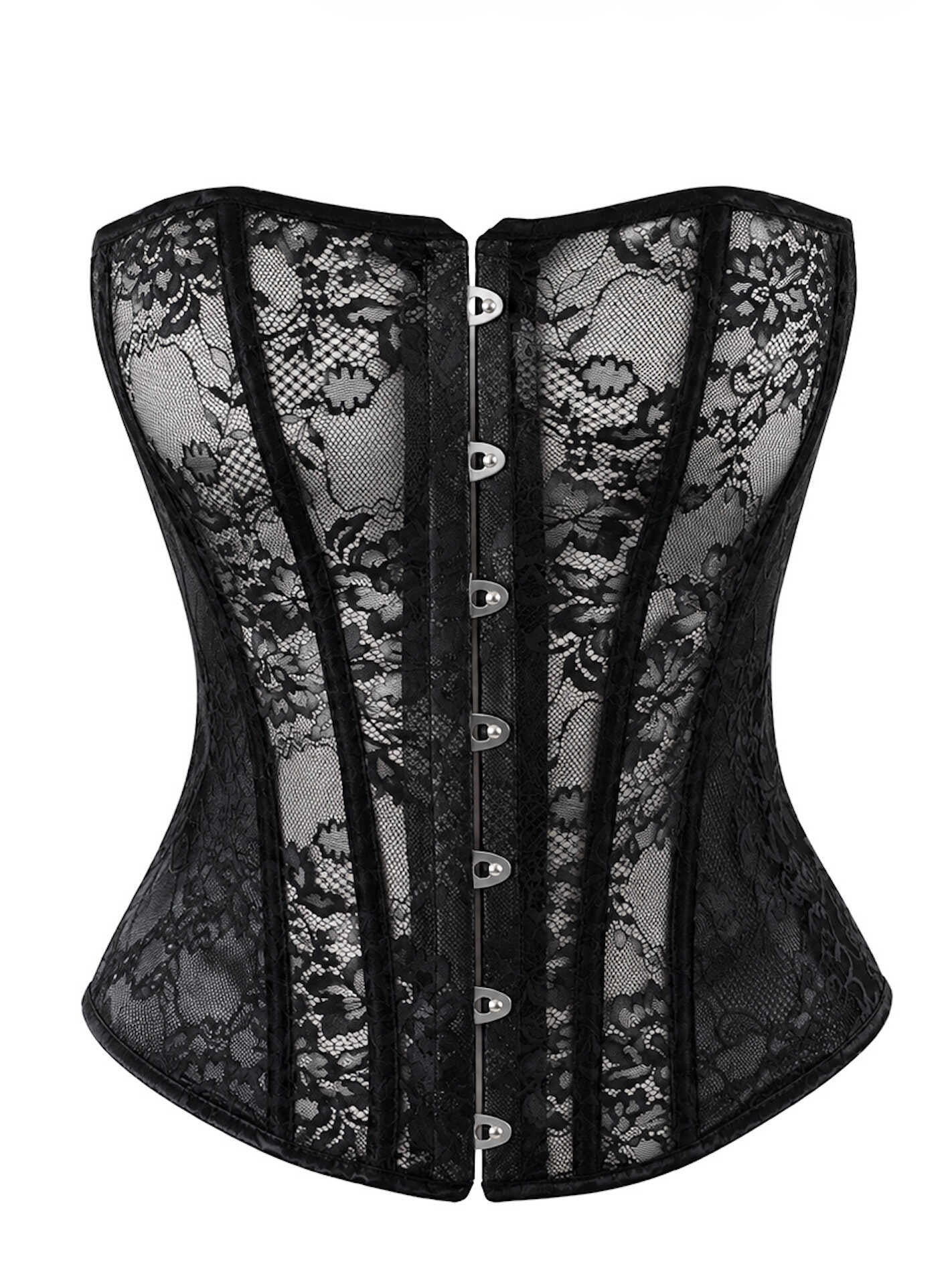 F406 One more kiss Corset en dentelle et powerwetlook