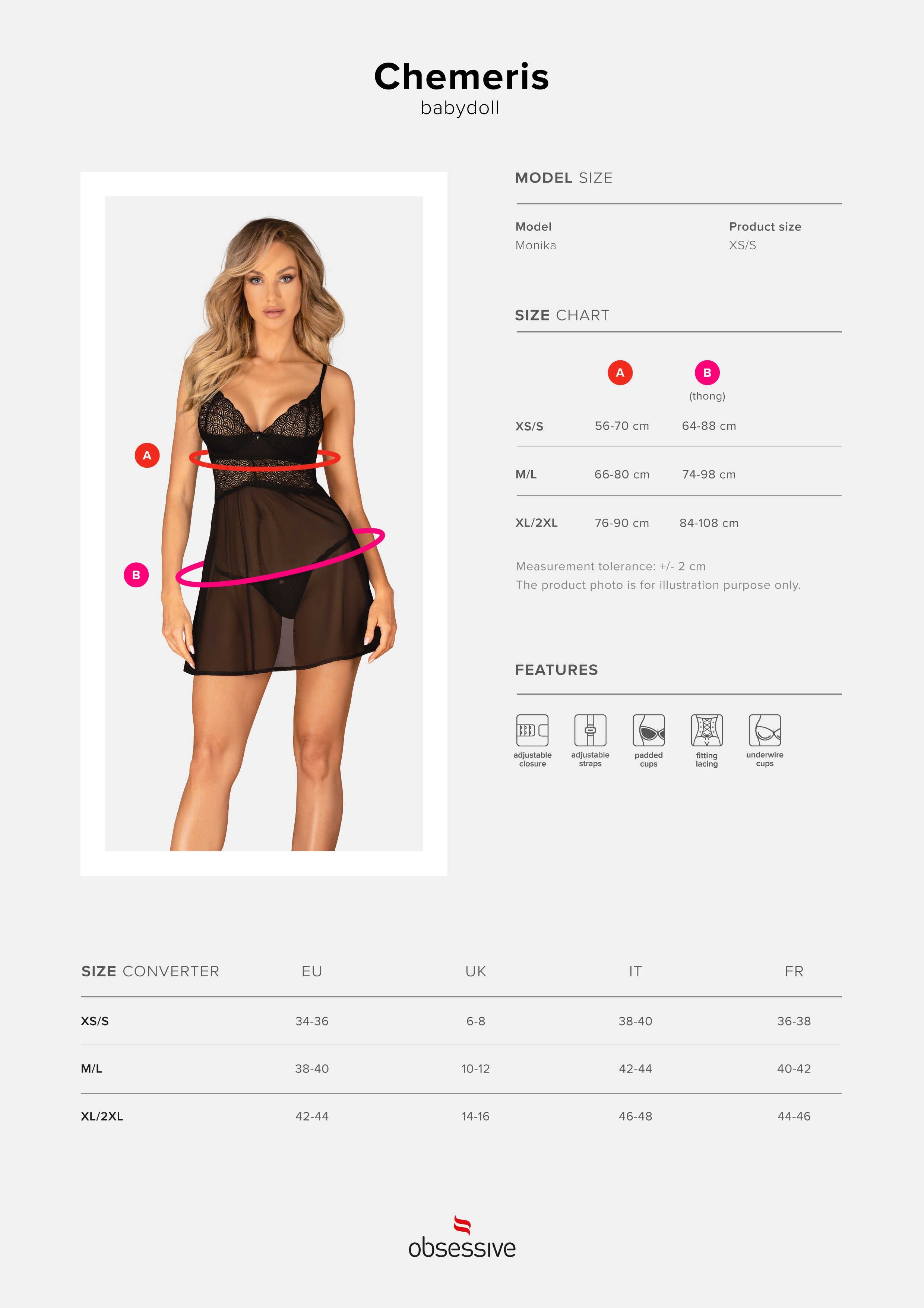 Chemeris babydoll et String - Noire