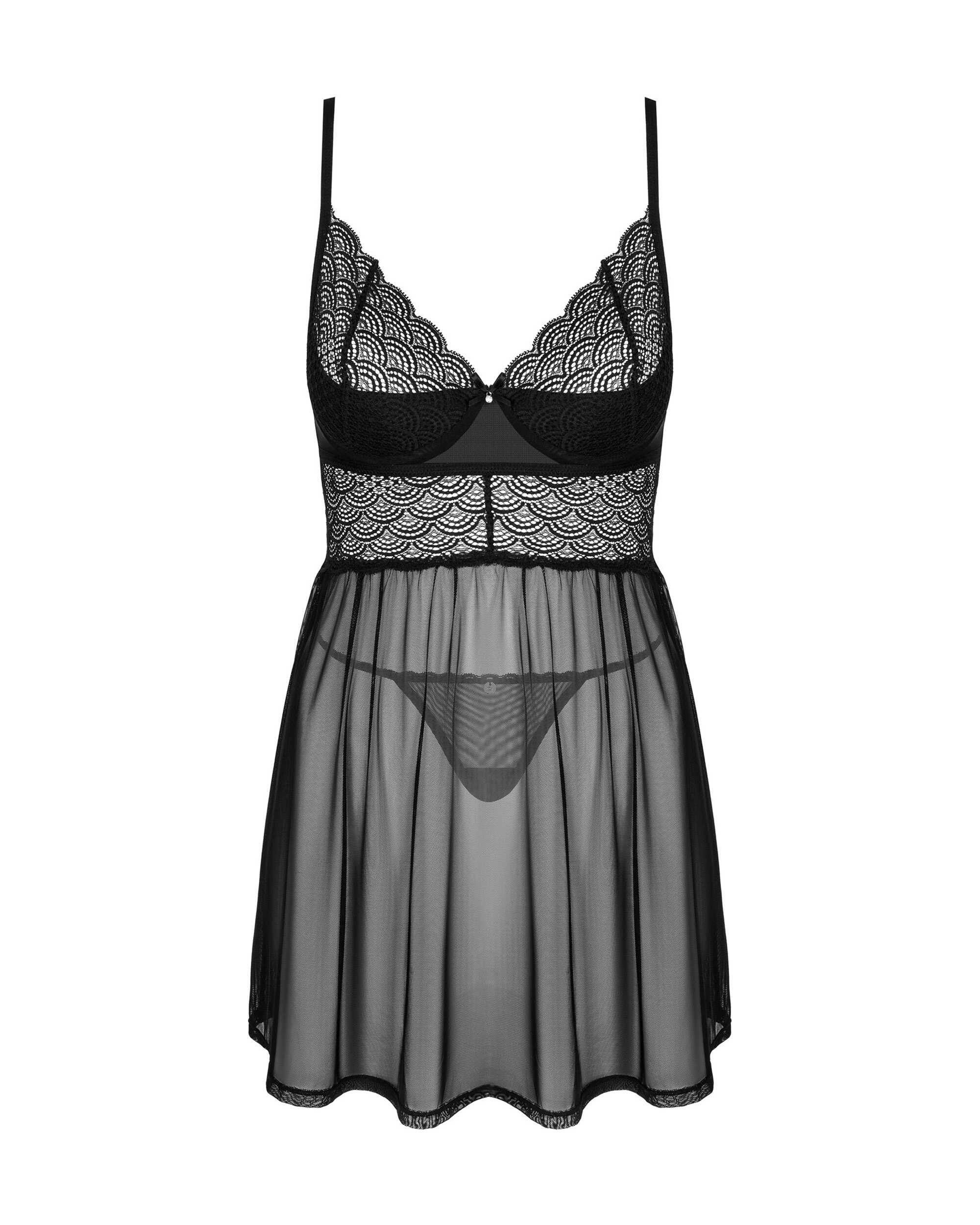 Chemeris babydoll et String - Noire