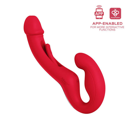 Harmony Duo Strap on vibrant avec tapotage - Rouge