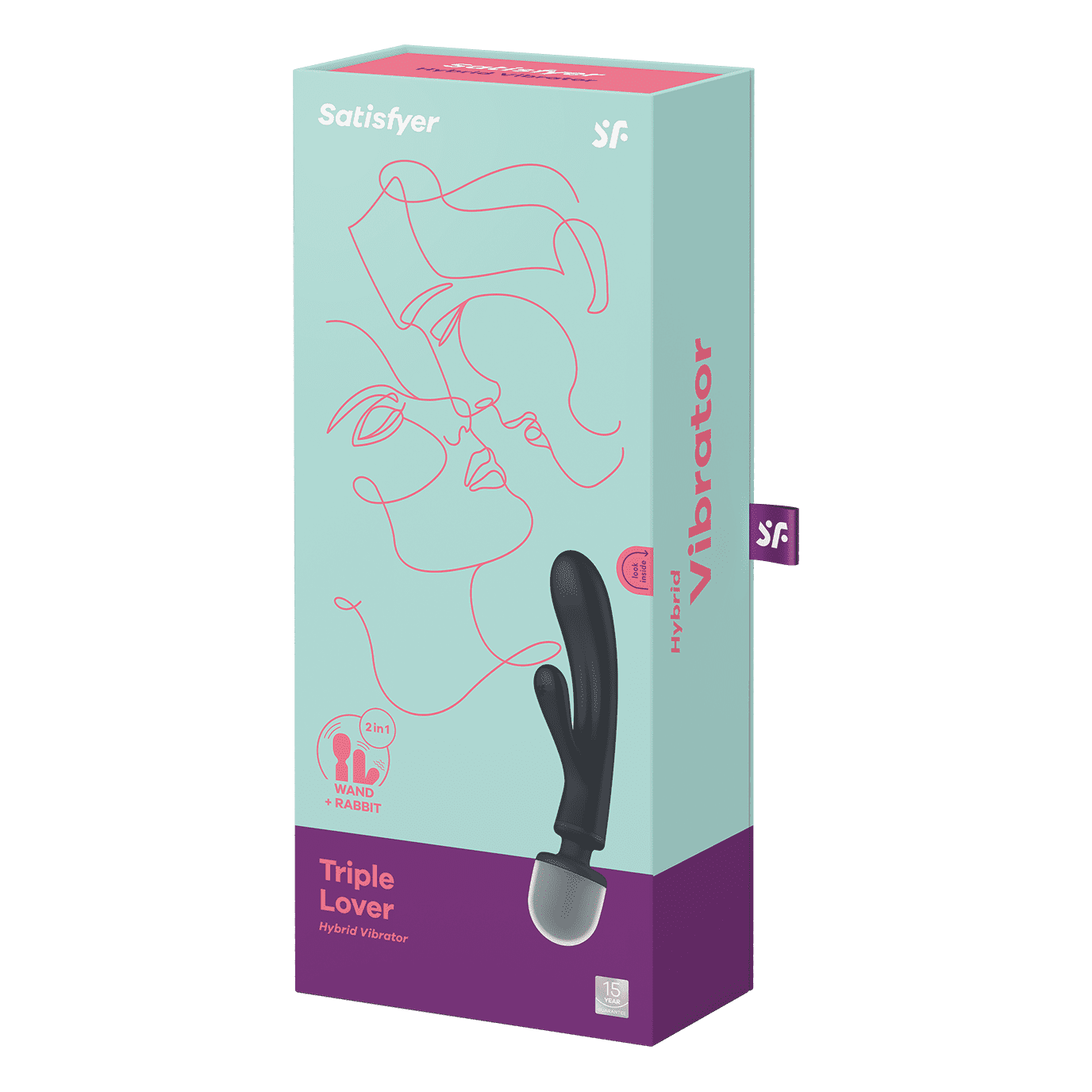 Satisfyer Triple Lover – Rabbit et wand – Noir