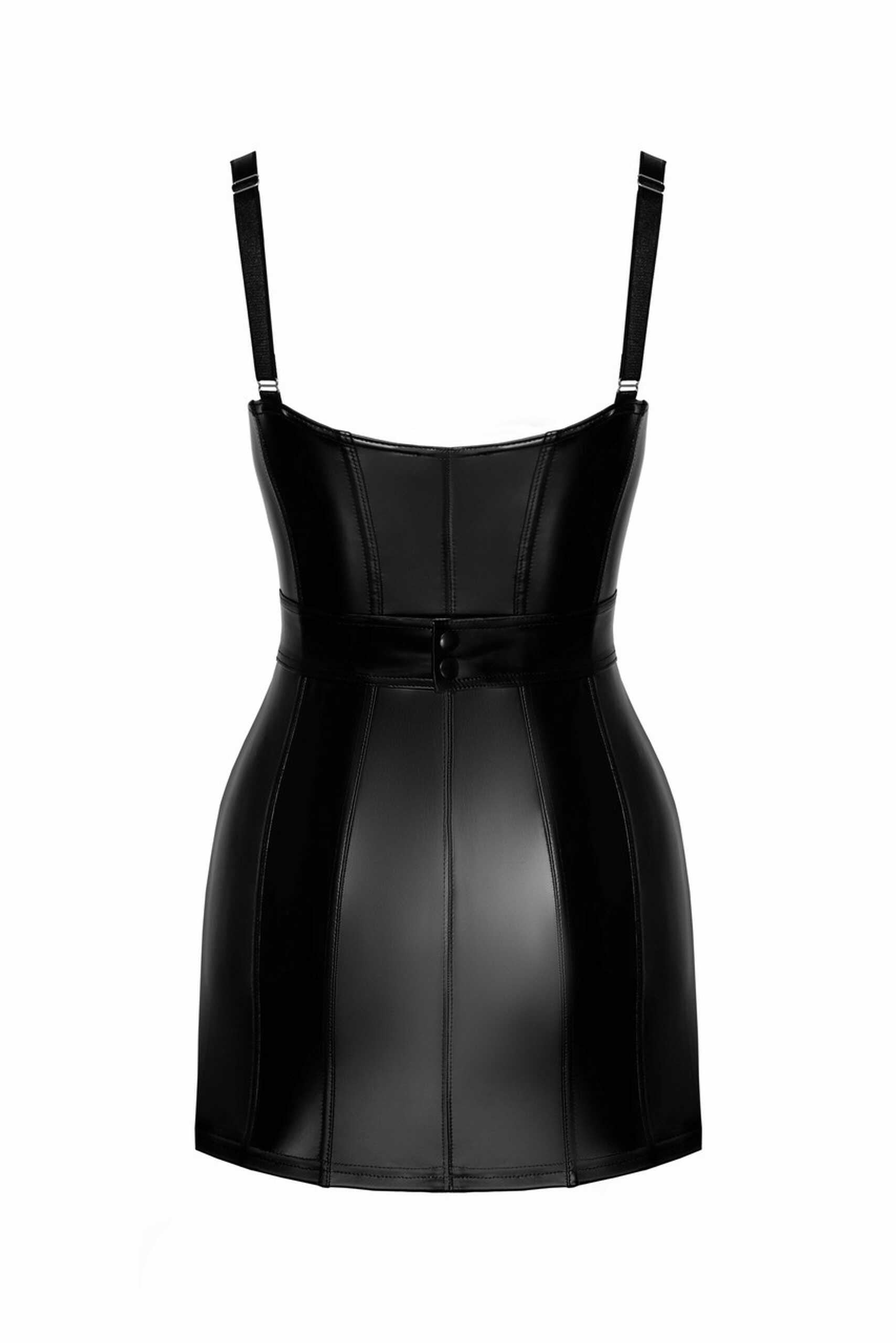 F320 Starlet - Mini-robe à effet mouillé avec ceinture à anneaux