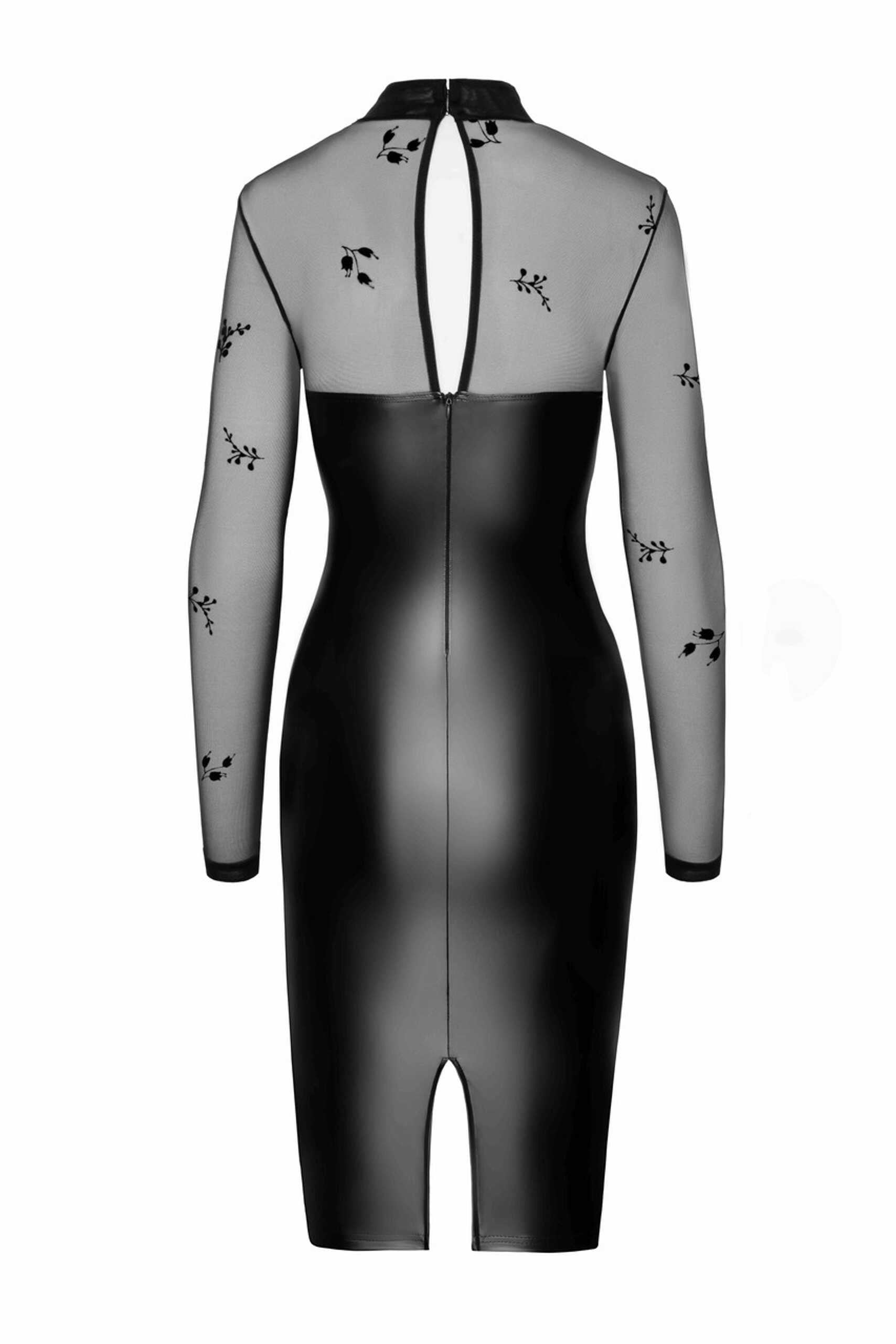 F310 Sublime robe midi en wetlook et maille floquée