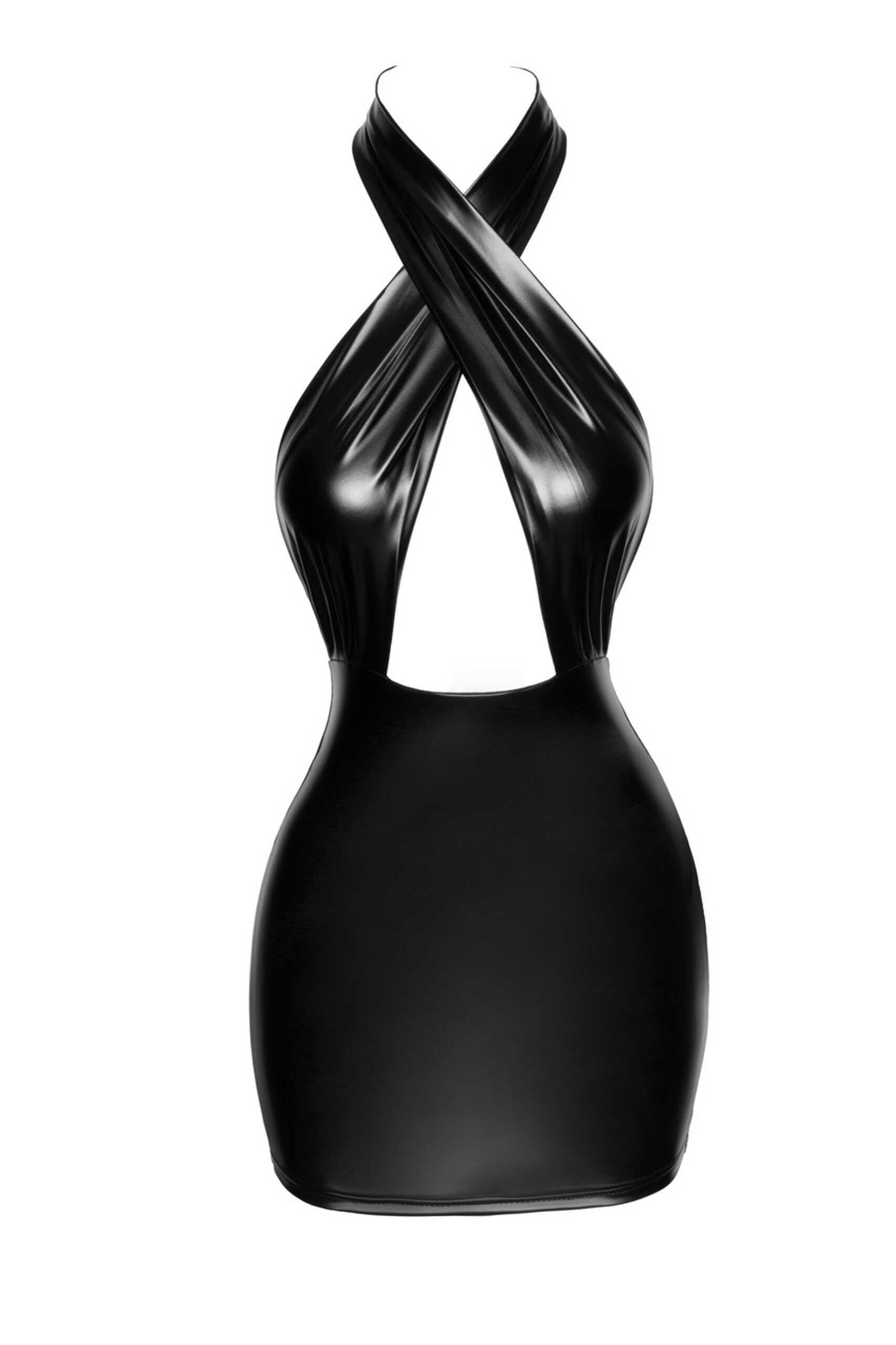 F255 Mini-rNH9240;5903050109240;F255 Mini-robe dos nu en Powerwetlook avec encolure enveloppante"
