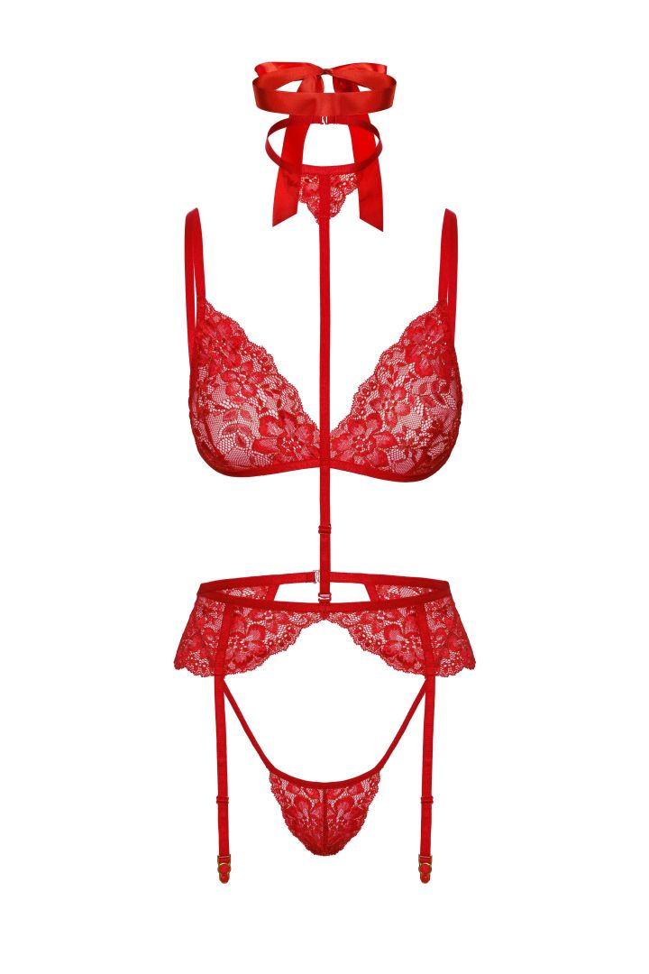 Bondage 243 ensemble lingerie 5 pièces - rouge