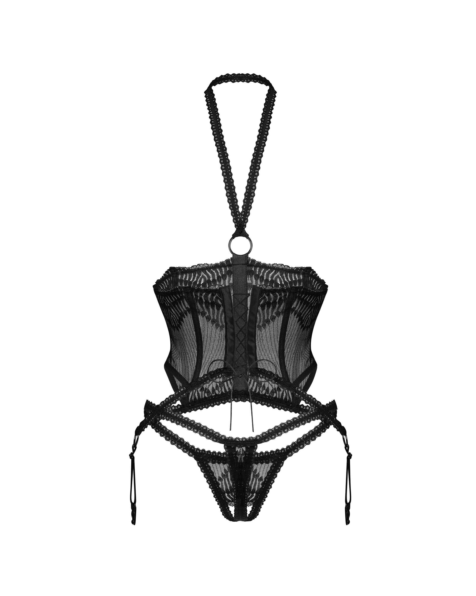 Alliane corset et string - Noirs
