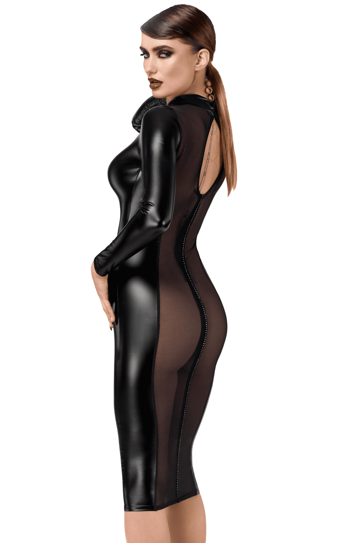 F371 Luxuria robe mi-longue cristal transparente