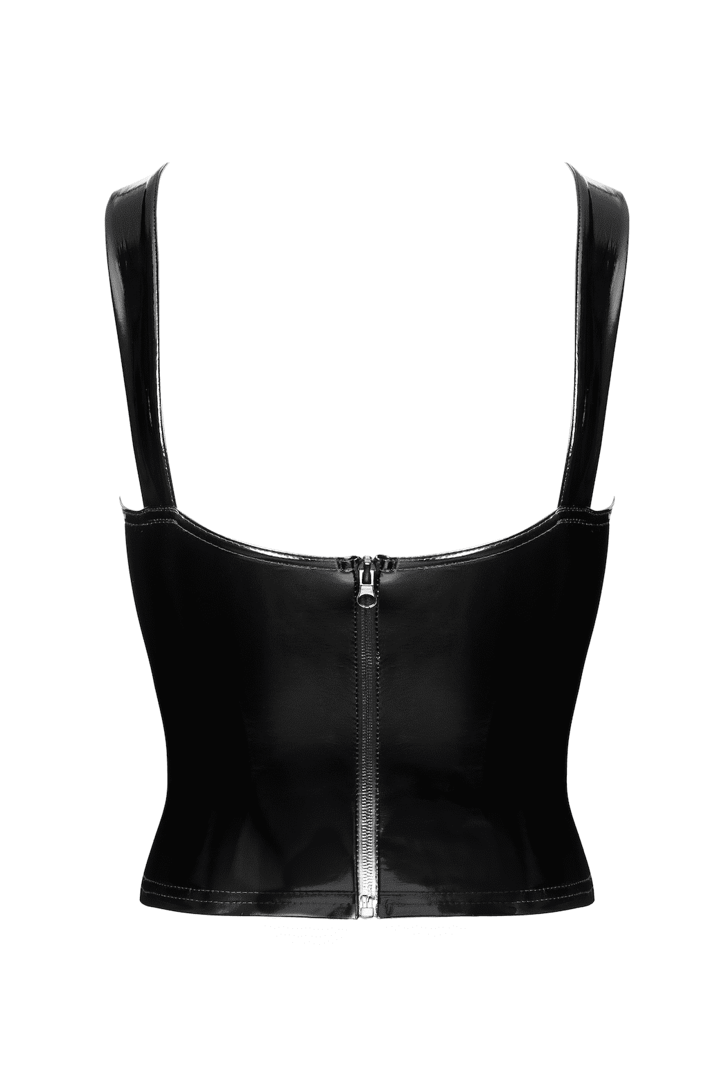 F379 Dominae Corset Top en PVC lacé sur l'avant