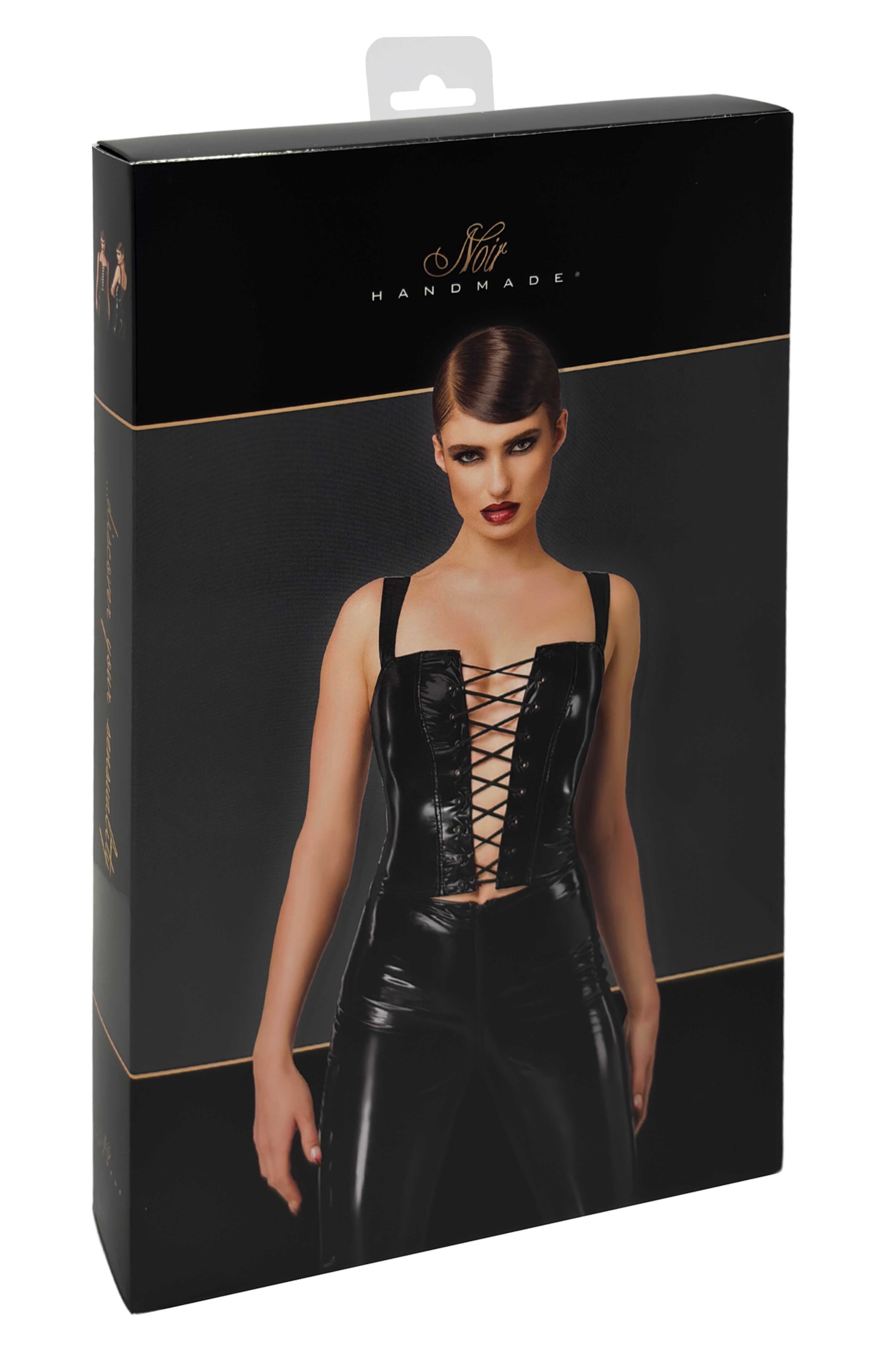 F379 Dominae Corset Top en PVC lacé sur l'avant
