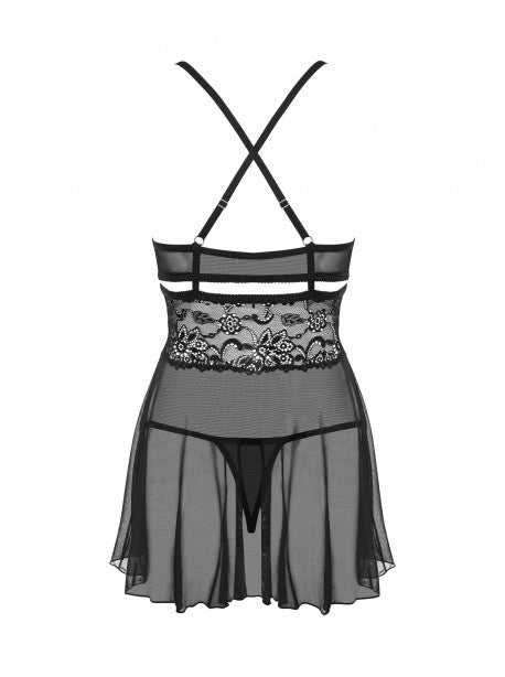 838-BAB- babydoll - Noir / Rouge