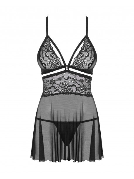 838-BAB- babydoll - Noir / Rouge