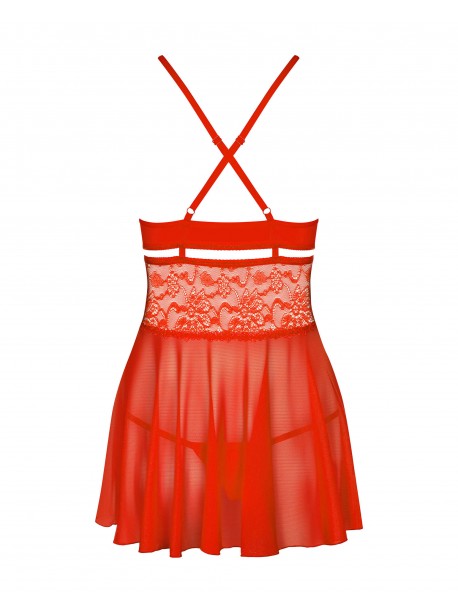 838-BAB- babydoll - Noir / Rouge