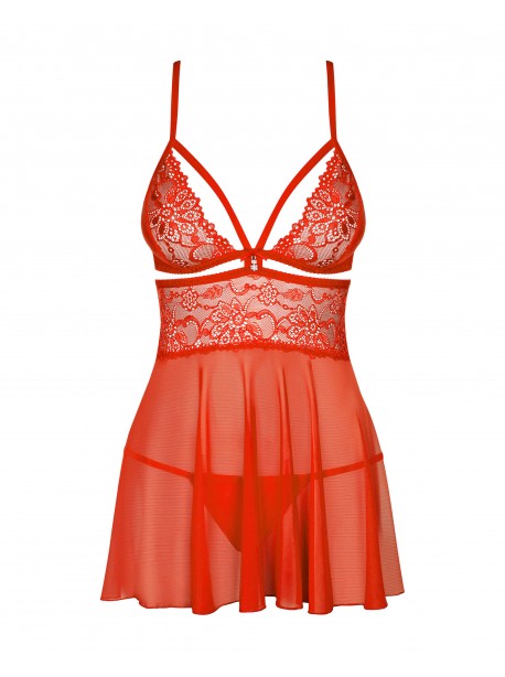 838-BAB- babydoll - Noir / Rouge