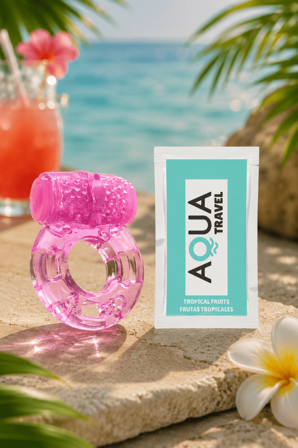 Anneau Pénien Vibrant Jelly Rose 1 dosette de lubrifiant — Pocket Pleasure