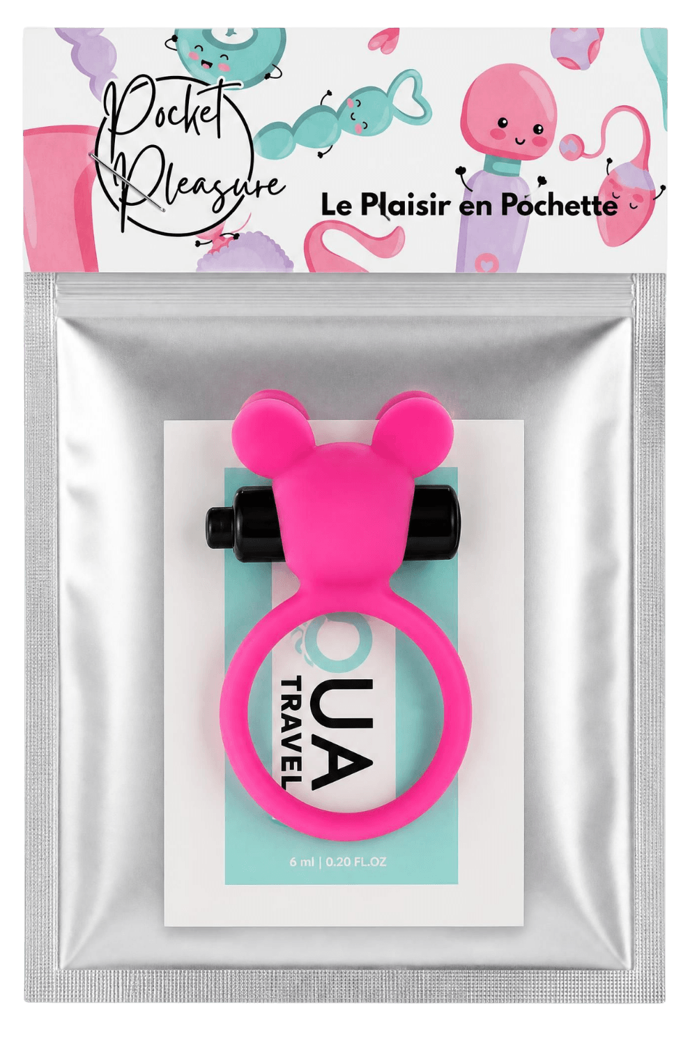 Anneau Vibrant Ourson Rose 1 dosette de lubrifiant — Pocket Pleasure