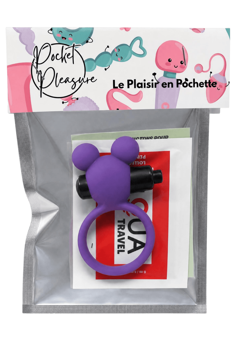 Anneau Vibrant Ourson Violet 1 dosette de lubrifiant — Pocket Pleasure