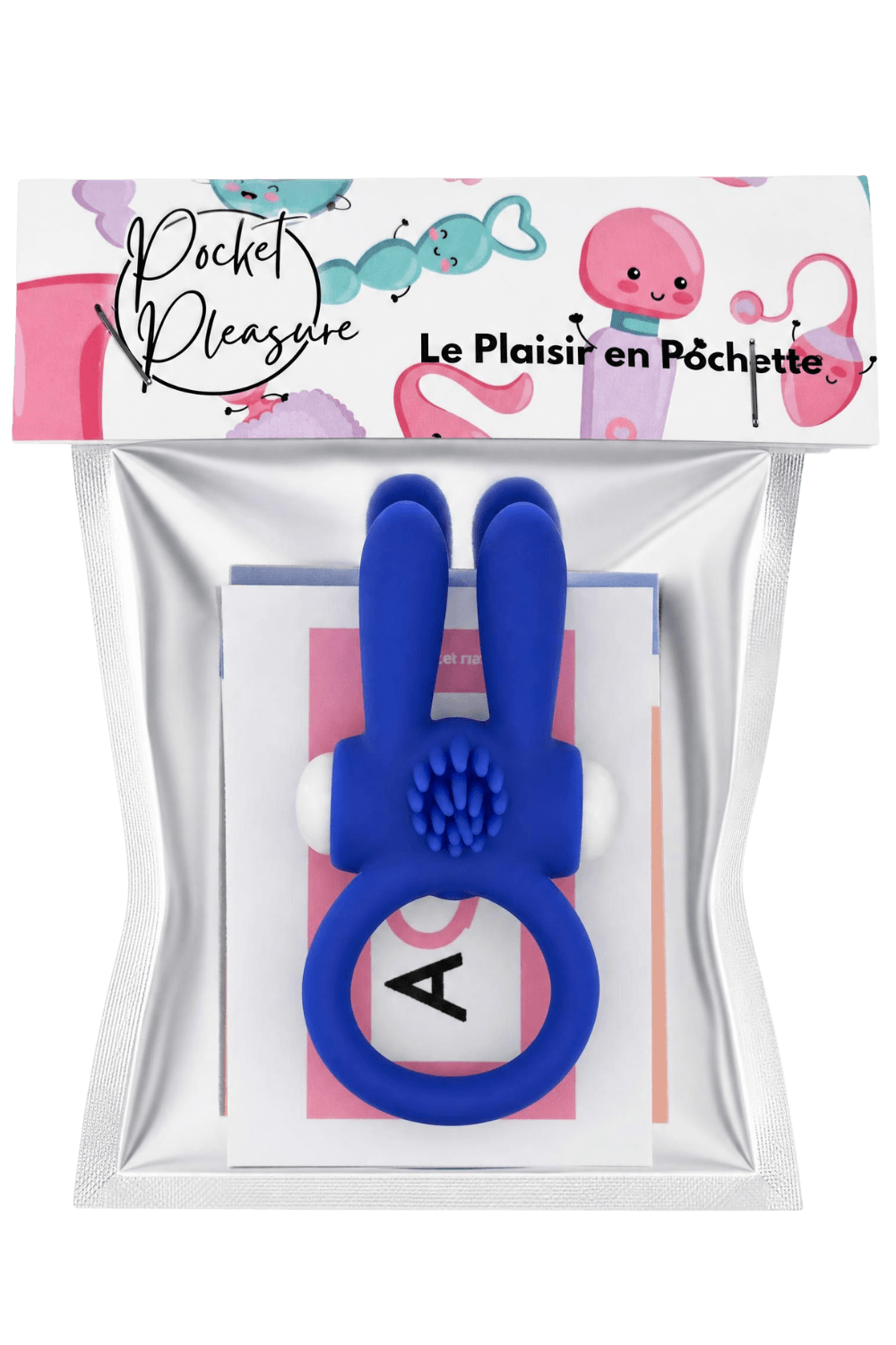 Anneau Vibrant Rabbit Bleu Silicone 1 dosette de lubrifiant — Pocket Pleasure