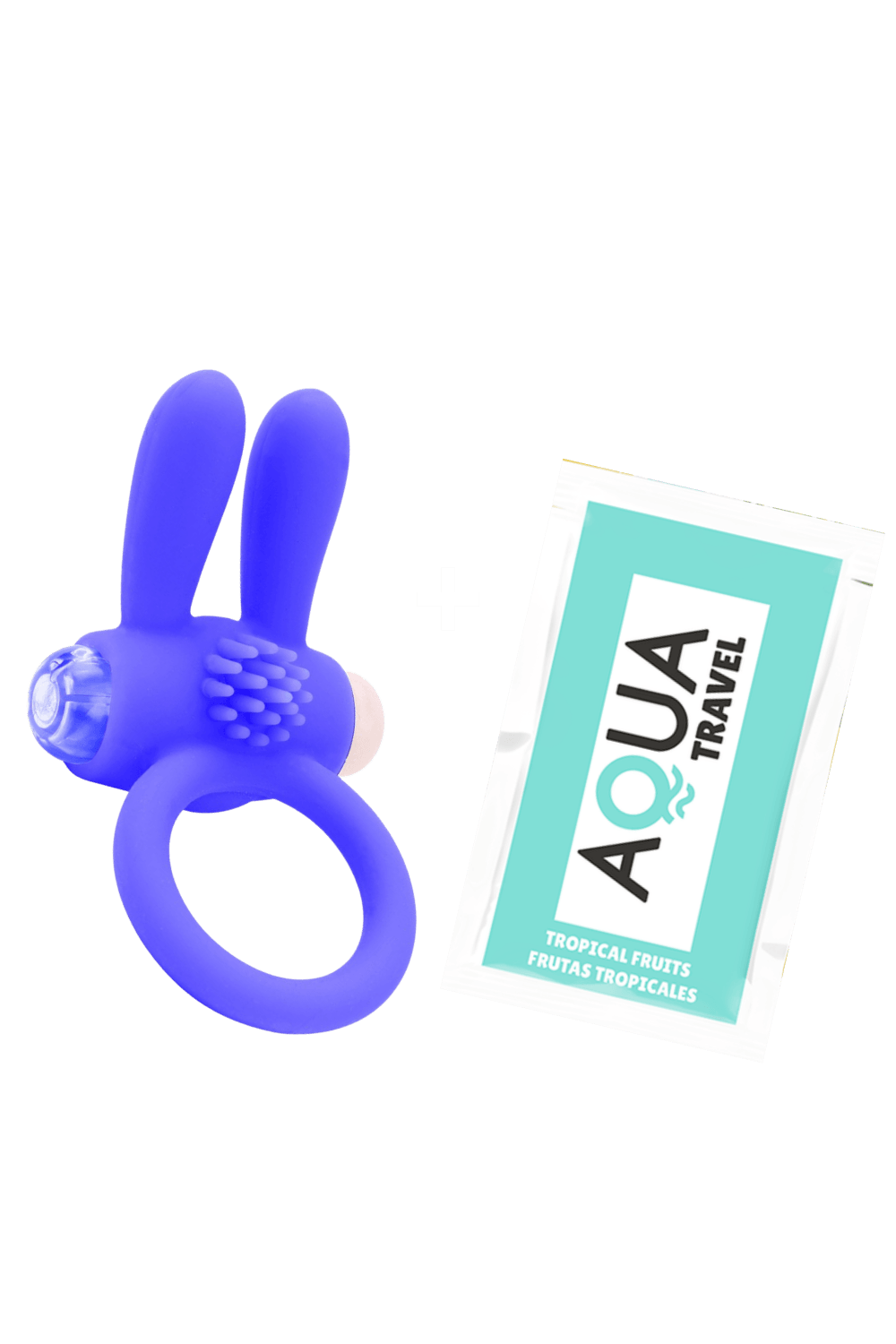 Anneau Vibrant Rabbit Bleu Silicone 1 dosette de lubrifiant — Pocket Pleasure