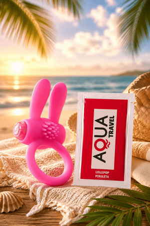 Anneau Vibrant Rabbit Rose Silicone 1 dosette de lubrifiant — Pocket Pleasure
