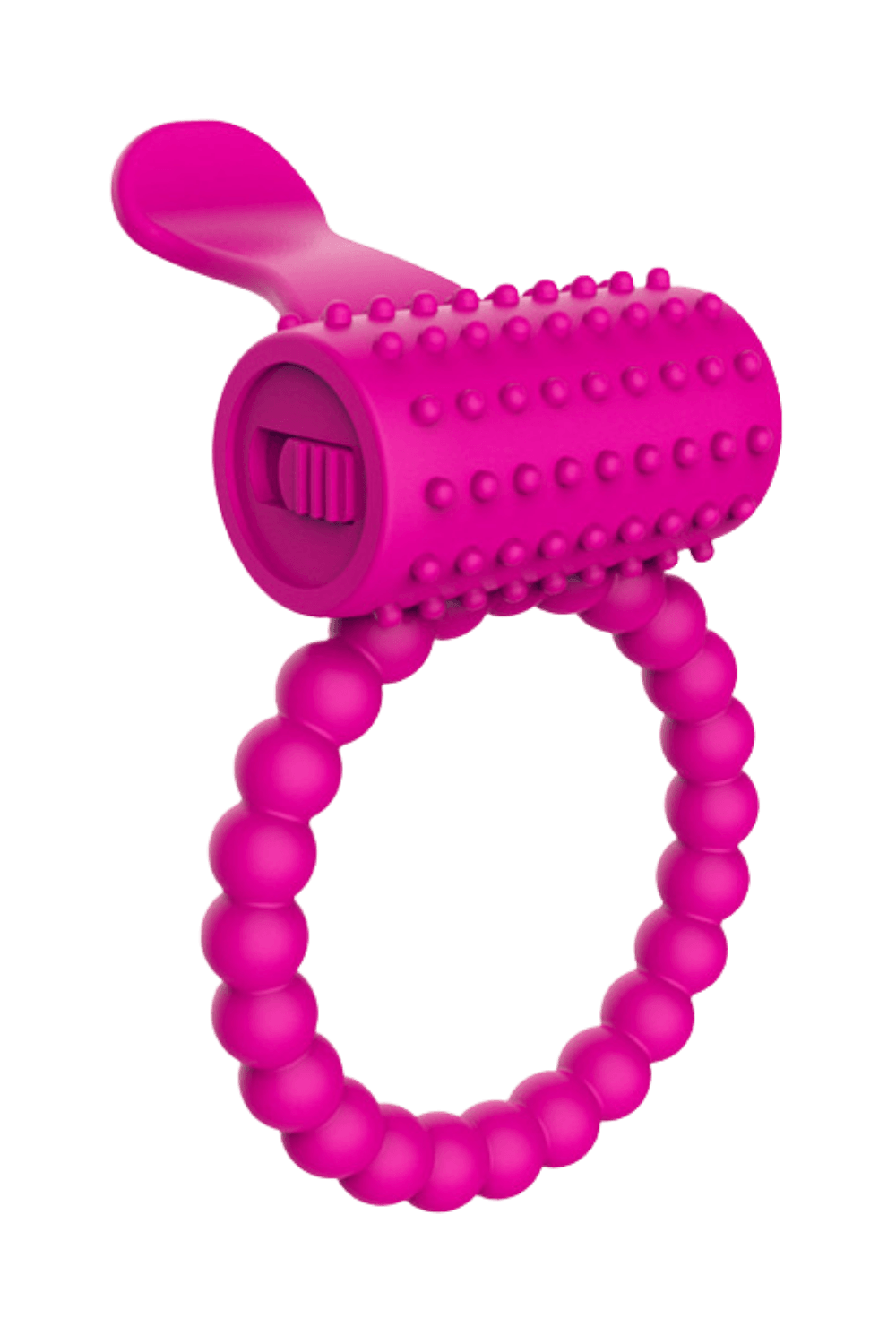 Anneau rose vibrant silicone avec langue picot Pocket Pleasure 1 dosette de lubrifiant - Pocket Pleasure
