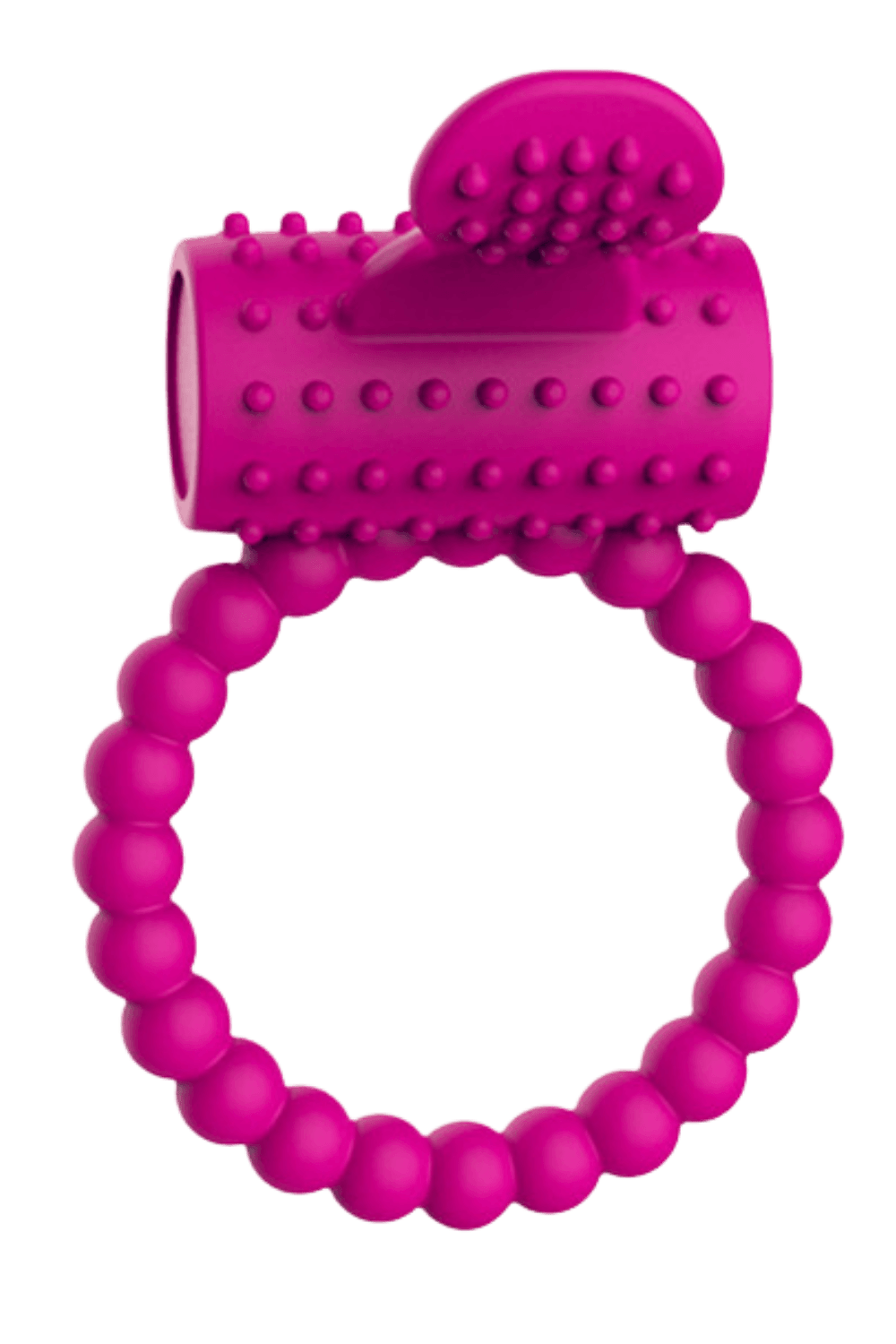 Anneau rose vibrant silicone avec langue picot Pocket Pleasure 1 dosette de lubrifiant - Pocket Pleasure
