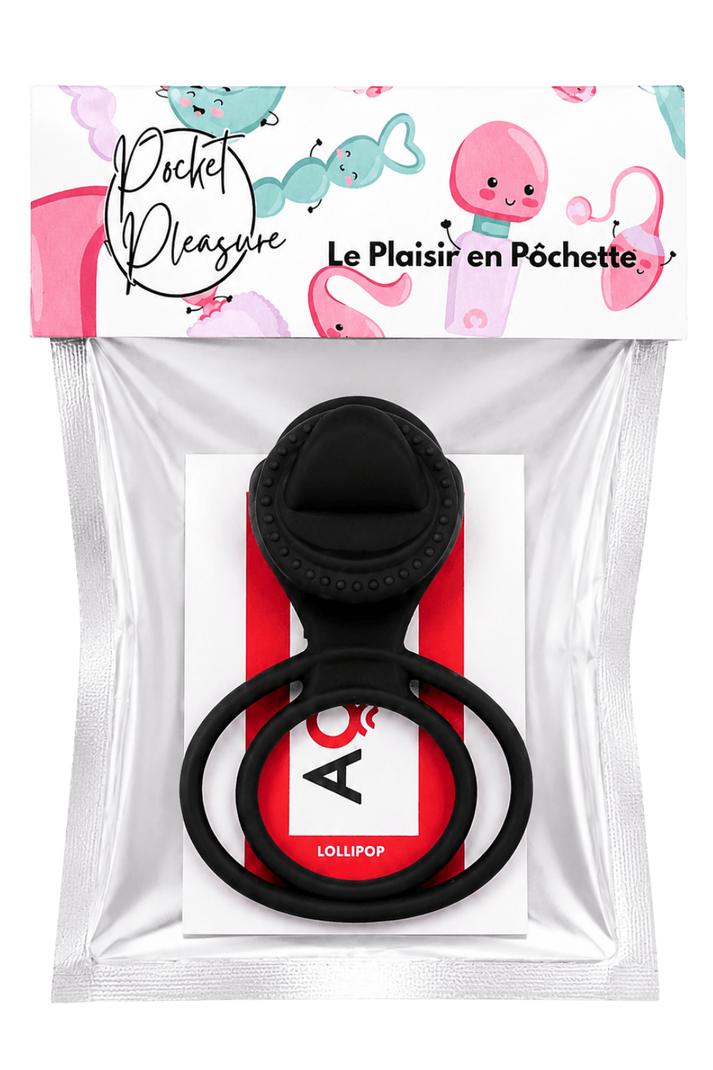 Anneau vibrant 1 seul mode de vibration très extensible noir Pocket Pleasure 1 dosette de lubrifiant - Pocket Pleasure