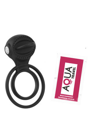 Anneau vibrant 1 seul mode de vibration très extensible noir Pocket Pleasure 1 dosette de lubrifiant - Pocket Pleasure