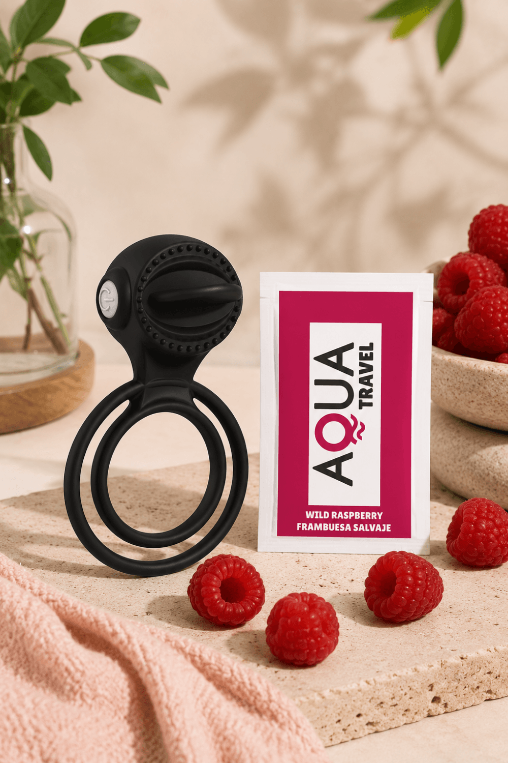 Anneau vibrant 1 seul mode de vibration très extensible noir Pocket Pleasure 1 dosette de lubrifiant - Pocket Pleasure