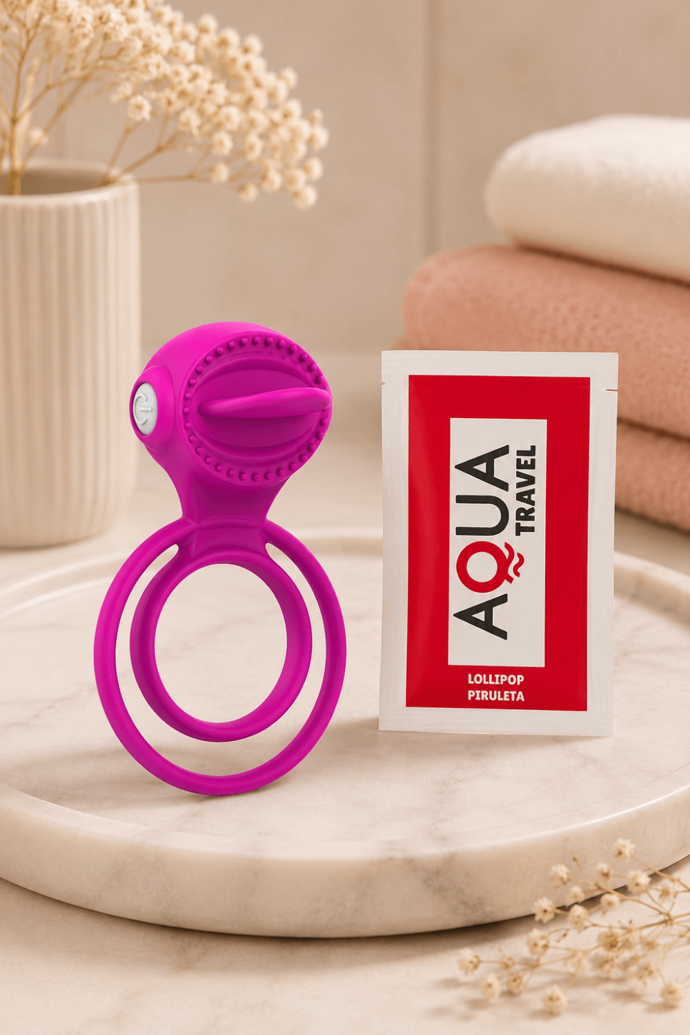 Anneau vibrant 1 seul mode de vibration très extensible rose Pocket Pleasure 1 dosette de lubrifiant - Pocket Pleasure
