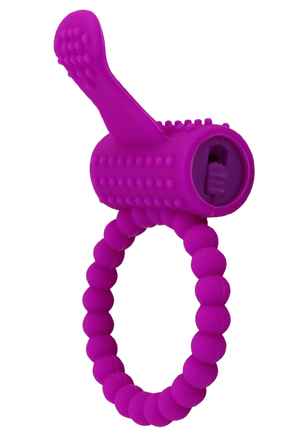 Anneau violet vibrant silicone avec langue picot Pocket Pleasure 1 dosette de lubrifiant - Pocket Pleasure