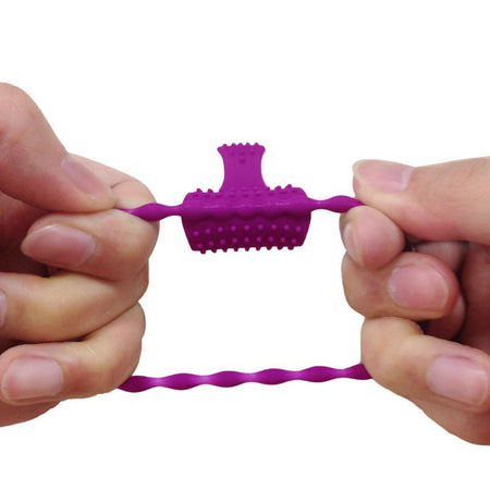 Anneau violet vibrant silicone avec langue picot Pocket Pleasure 1 dosette de lubrifiant - Pocket Pleasure