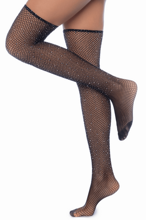 Bas résille noire avec strass - Mapale