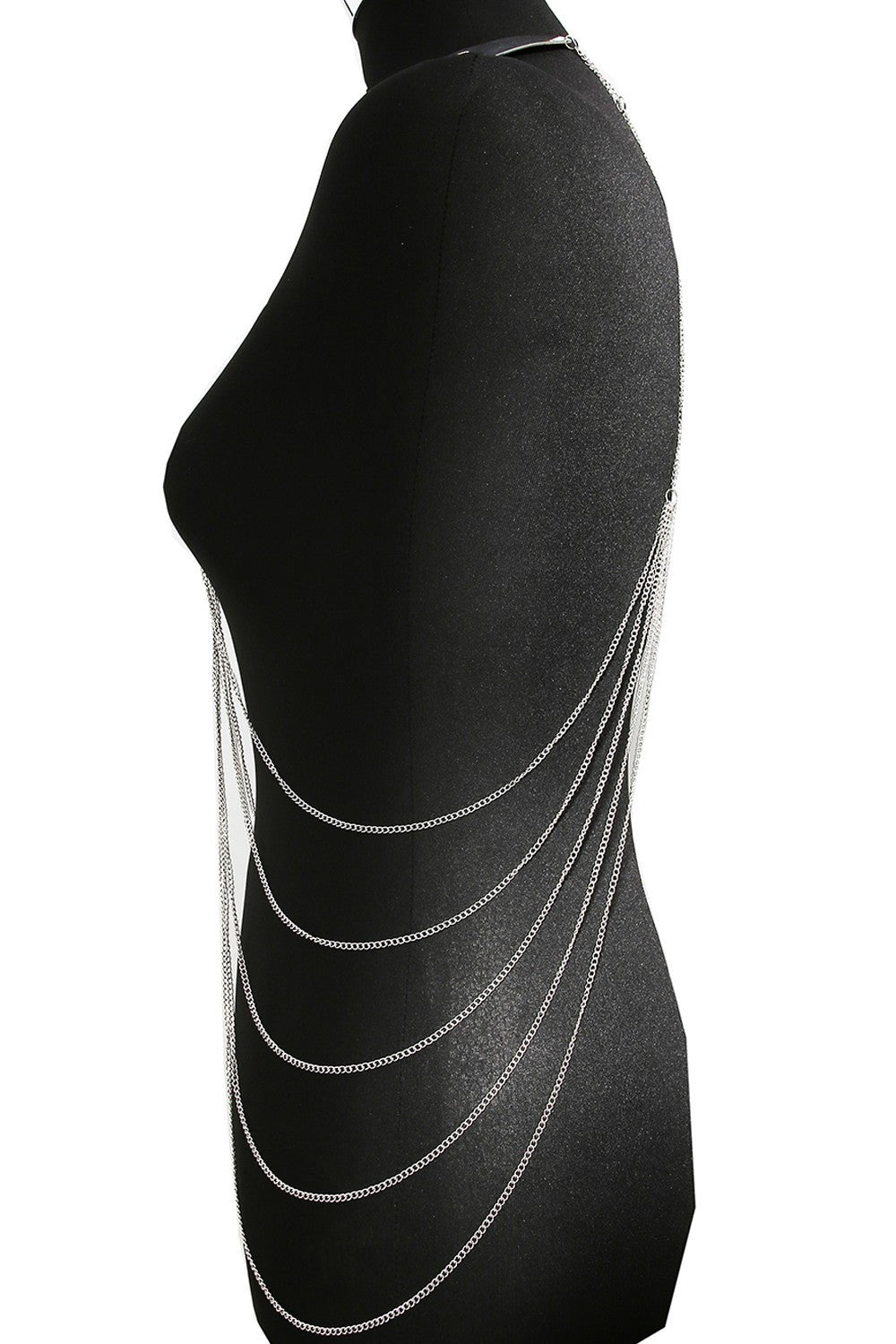 Bijou Tour de cou trois anneaux avec chaines de corps argenté - Be Lily Accessories