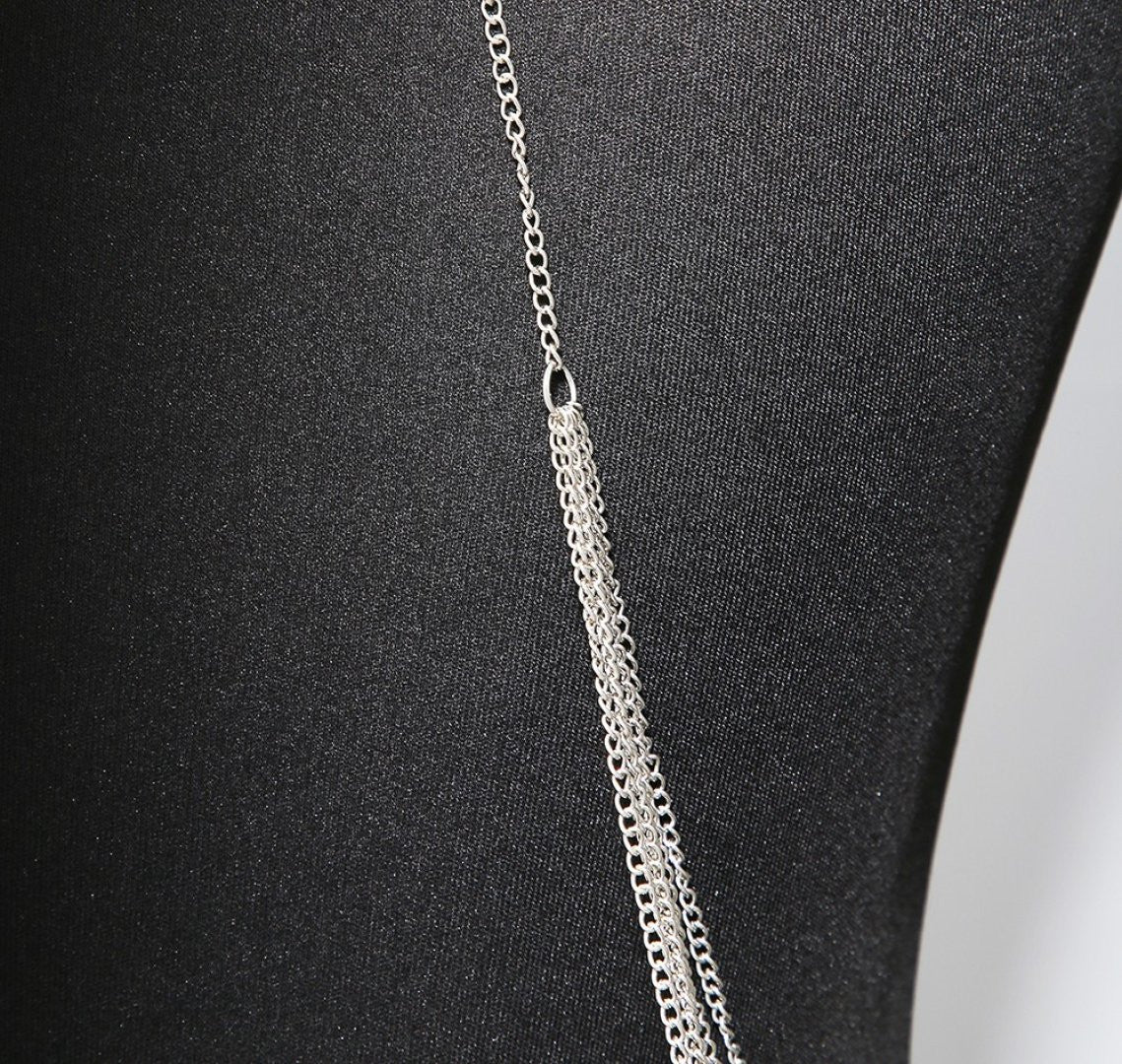Bijou Tour de cou trois anneaux avec chaines de corps argenté - Be Lily Accessories
