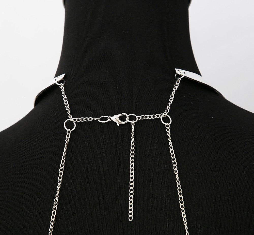 Bijou Tour de cou trois anneaux avec chaines de corps argenté - Be Lily Accessories