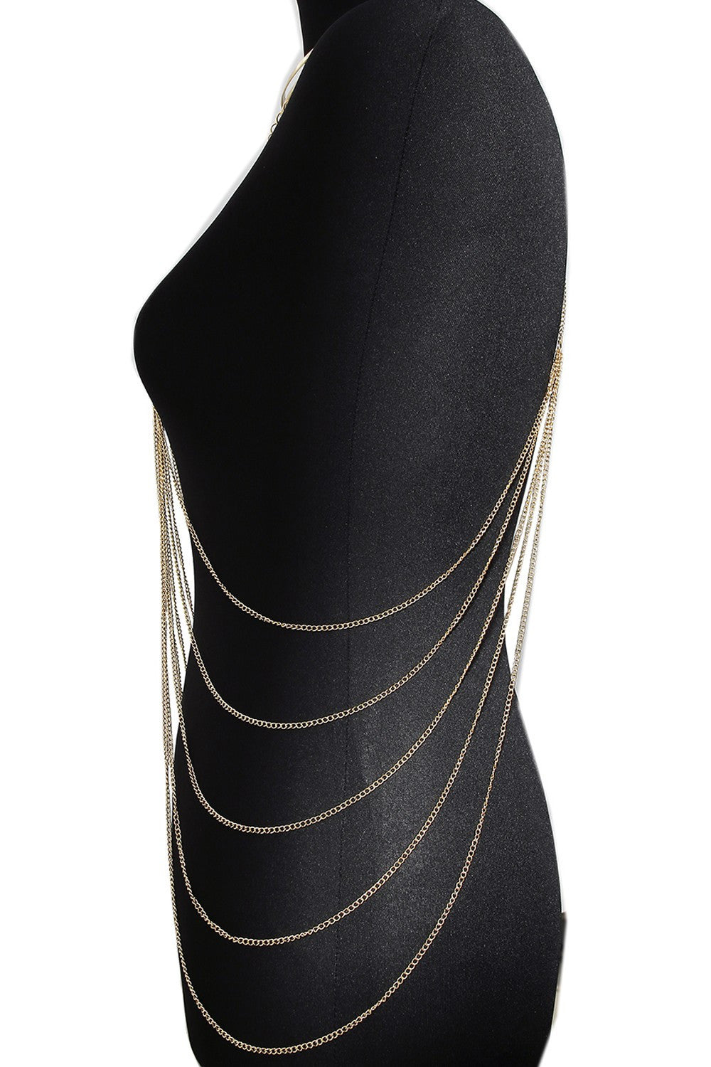 Bijou Tour de cou trois anneaux avec chaines de corps doré - Be Lily Accessories