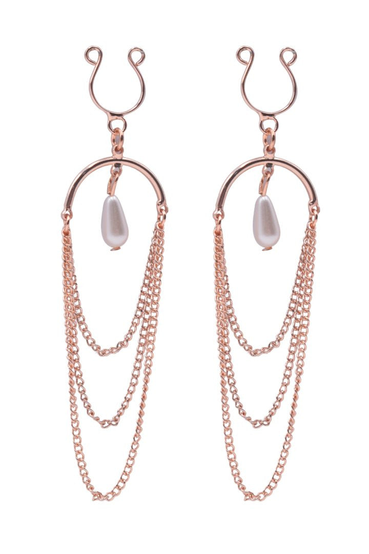 Bijoux de seins avec 3 chainettes doré rose et une perle - Be Lily Accessories