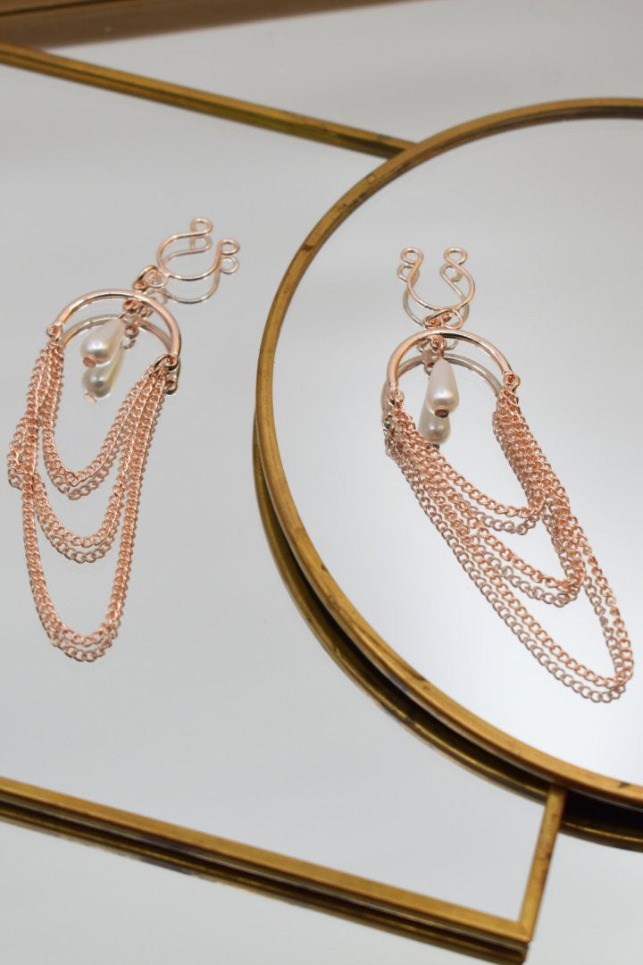 Bijoux de seins avec 3 chainettes doré rose et une perle - Be Lily Accessories