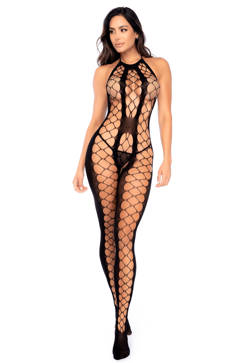 Bodystocking en résille noire échancrée - Mapalé