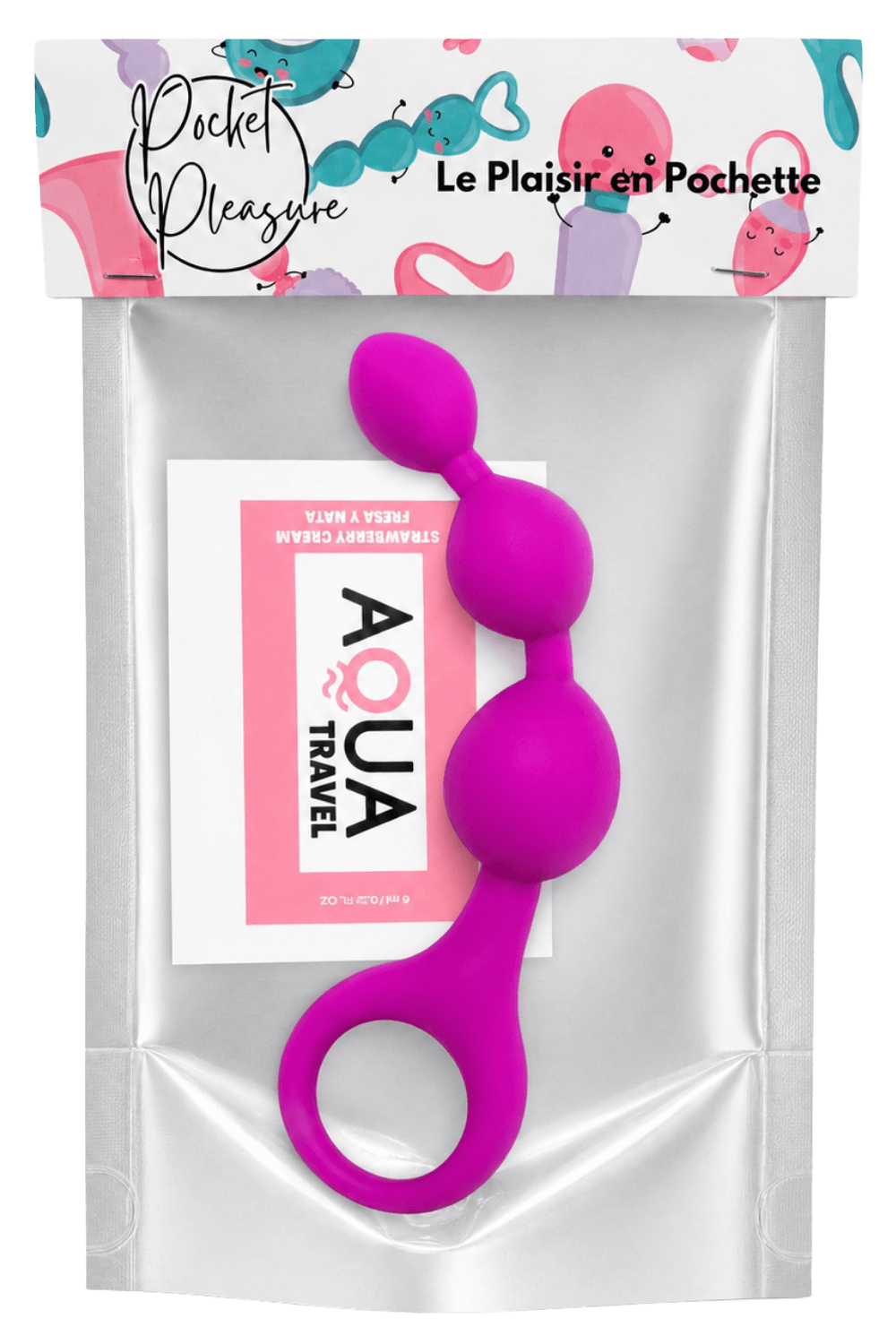 Chapelet Anal 3 Boules Fuchsia Silicone 1 dosette de lubrifiant — Pocket Pleasure