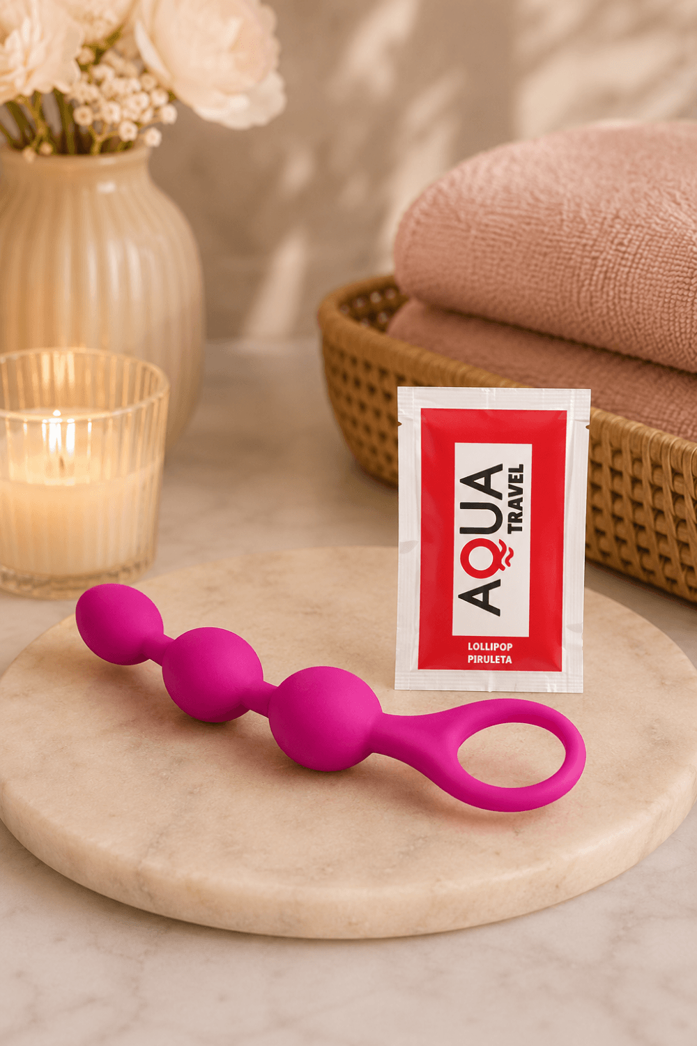 Chapelet Anal 3 Boules Fuchsia Silicone 1 dosette de lubrifiant — Pocket Pleasure