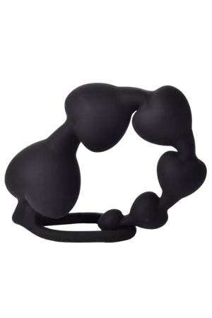 Chapelet Anal Cœur Silicone Noir 1 dosette de lubrifiant — Pocket Pleasure