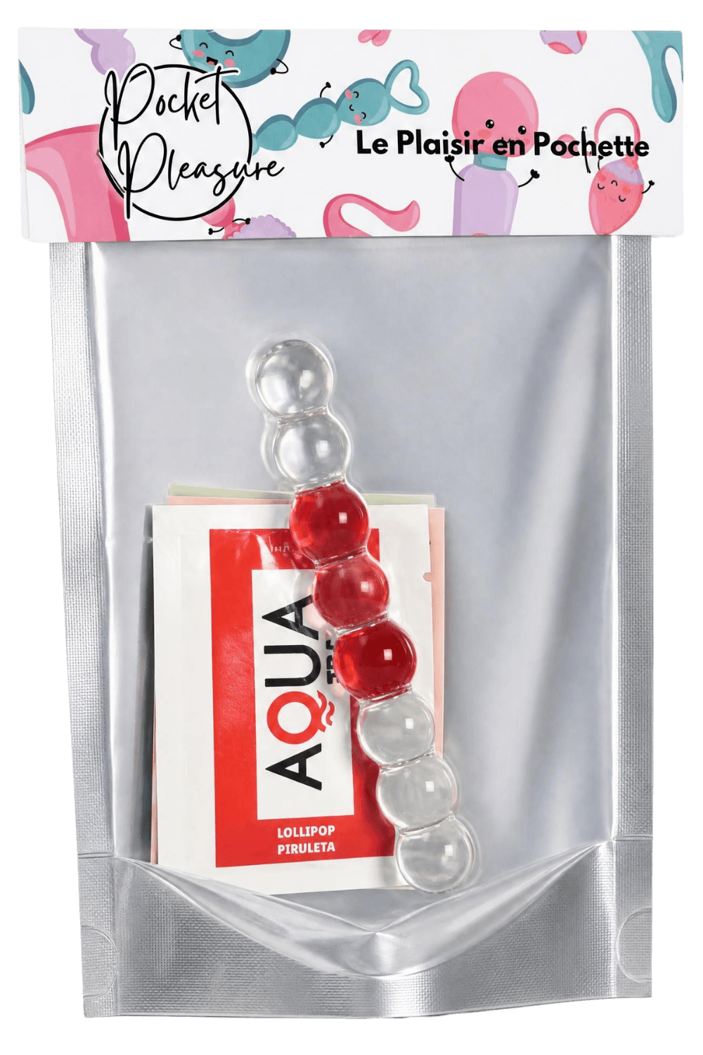 Chapelet Anal en Verre Transparent 1 dosette de lubrifiant — Pocket Pleasure