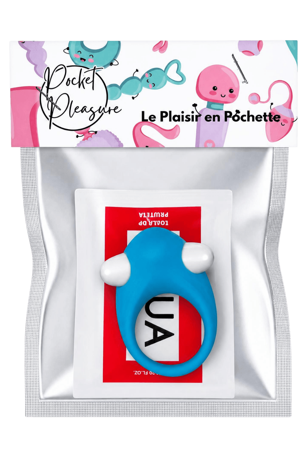 Cockring Vibrant Dauphin Bleu 1 dosette de lubrifiant — Pocket Pleasure