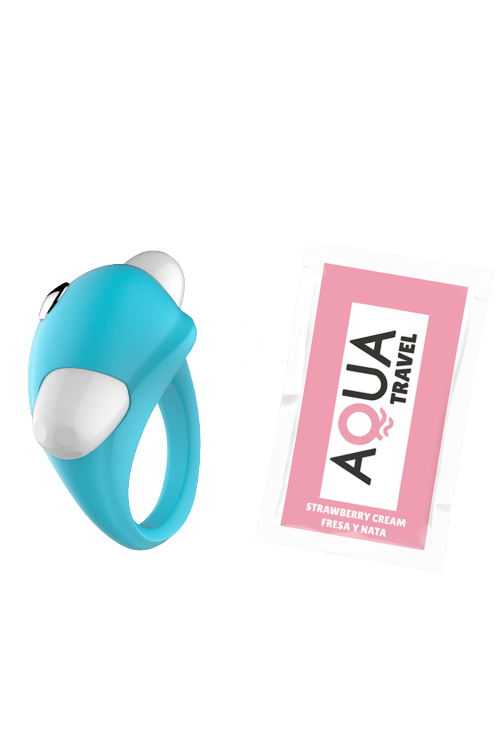 Cockring Vibrant Dauphin Bleu 1 dosette de lubrifiant — Pocket Pleasure