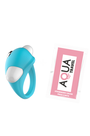 Cockring Vibrant Dauphin Bleu 1 dosette de lubrifiant — Pocket Pleasure