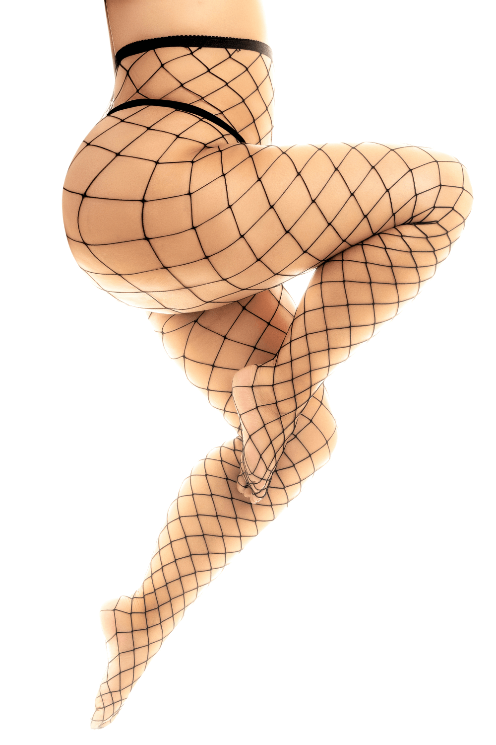 Collant grande taille large maille noire - Mapale