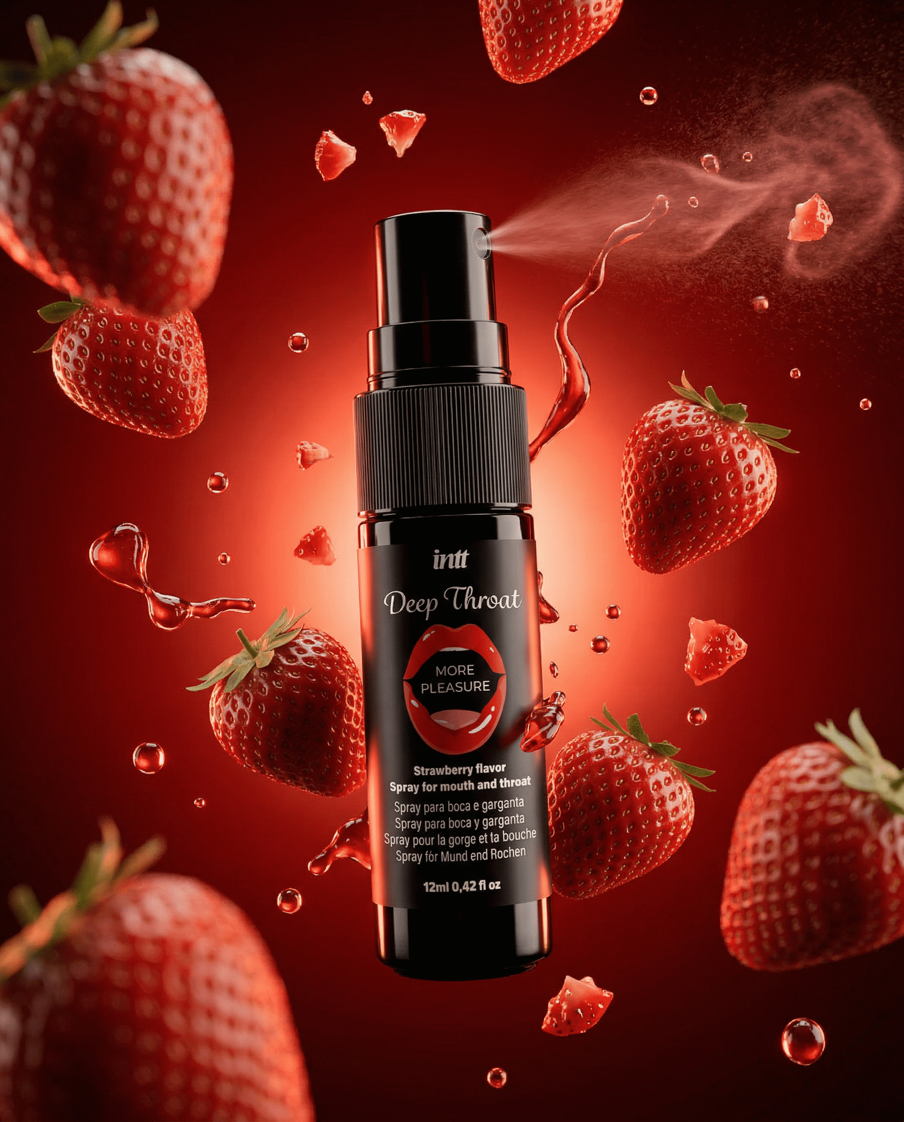 Deep Throat Fraise - Srapy pour la bouche et gorge profonde - Intt Cosmétiques