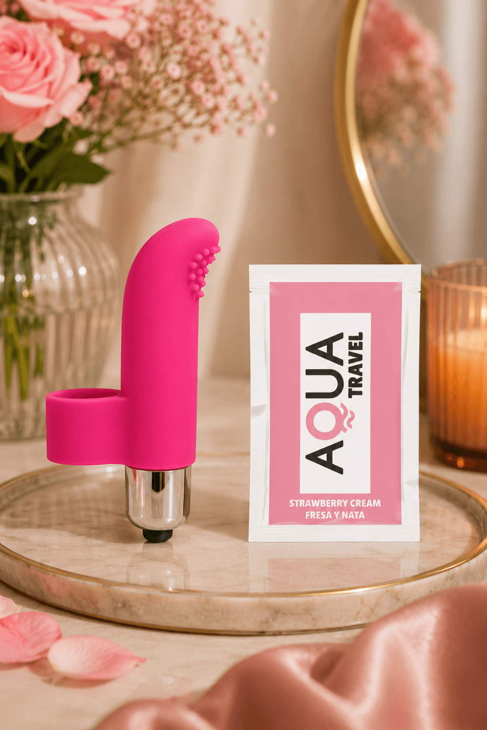 Doigt Chinois Vibrant Picots Rose 1 dosette de lubrifiant — Pocket Pleasure