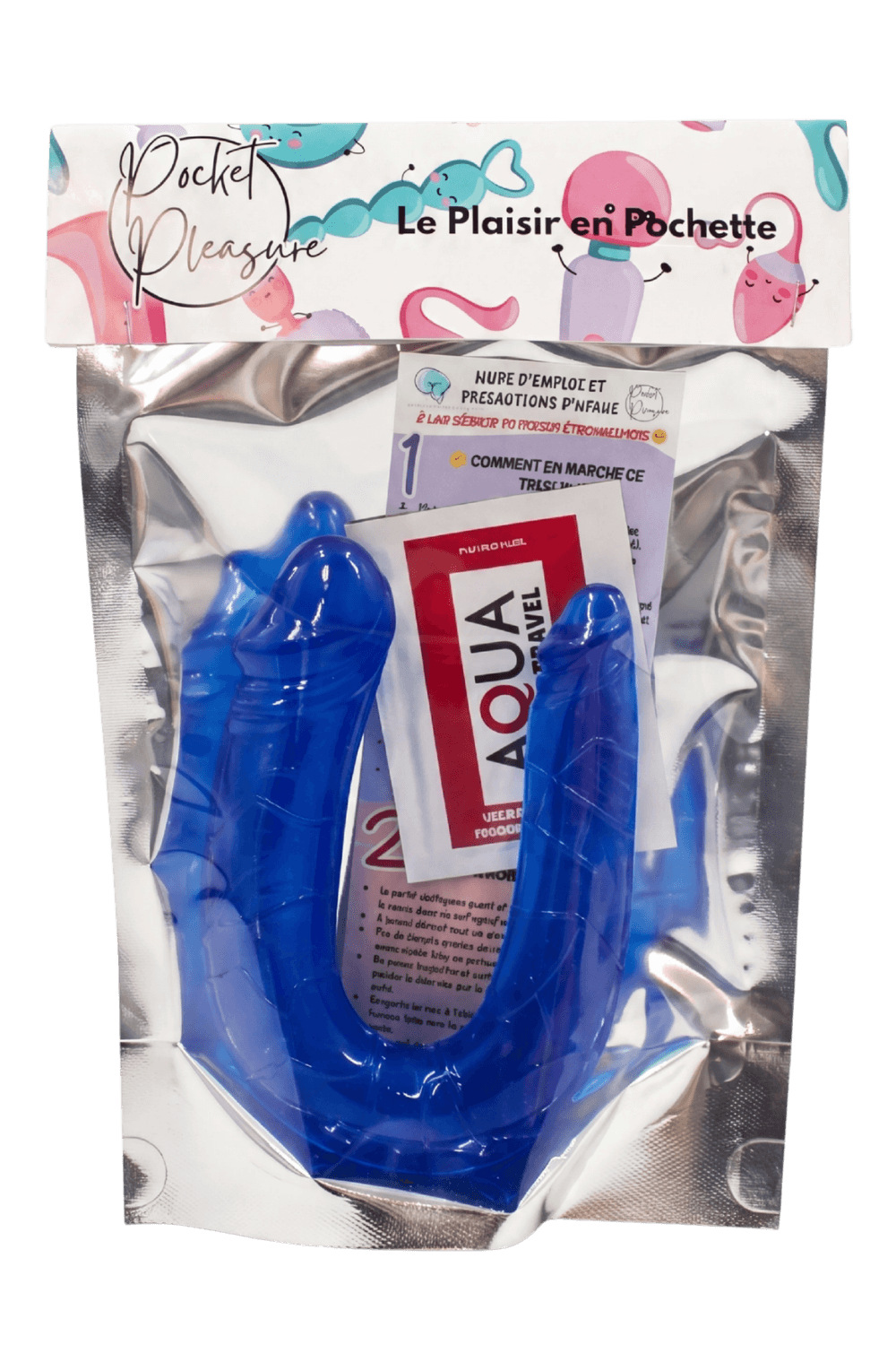 Double Dong Flexible Bleu Pocket Pleasure 1 dosette de lubrifiant - Pocket Pleasure